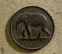 CONGO BELGE 5 Franc 1947 XF