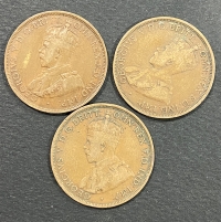 AUSTRALLIA 3 x 1/2 Penny 1949 