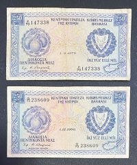 CYPRUS 2 X 250 Mils 1979 and 1980 VF