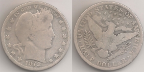 USA 1/2 Dollar 1912 VG-F