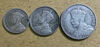 NEW ZEALAND 3 Silver Coins (half Peny 1945, Peny 1940 and Florin 1947) VF/XF