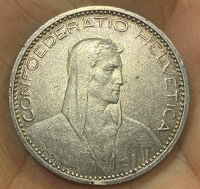 SWITZERLAND 5 Franc 1923 VF+++ 