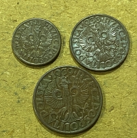 ΠΟΛΩΝΙΑ 1 ,2,5 Groszy 1938,38,39 XF