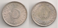 TURKEY 1 Lira 1948 BU