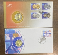 2 X 2 Euro 2004 and 2009 on FDC UNC