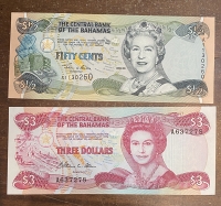 BAHAMAS 1/2 and 3 Dollars 2000 and 1974 UNC