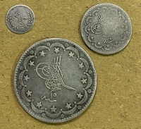 TURKEY 3 Silver Coins 1277 (1860) 5 + 20 Kurush and 20 Para