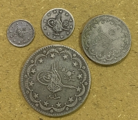 TURKEY 4 Silver Coins -1293 (1876) 1,2,10, 20 Kurush 