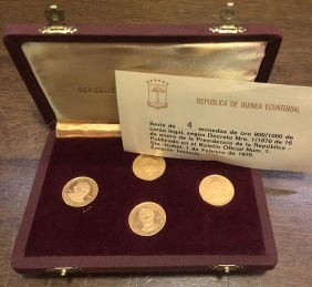 GUINEA EQUATORIAL RARE SET 4 X 500 Pesetas 1970 Proof
