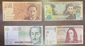 ΚΟΛΟΜΒΙΑ 4 Χαρτονομίσματα 2001-2004 VF 