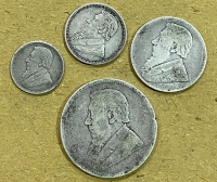 SOUTH AFRICA 4 Silver Coins -(3 + 6 Zar 1897 VF-XF, 1 Shilling 1892 F, 2 Shilling 1892 F)
