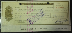 Cheque Bank of Greece 1978 to Jerusalem