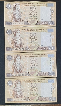 CYPRUS 4 X 1 Pound 1997,98,2001,04  AU