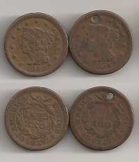 USA 2 x Cents 1854