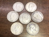 Set of 6 Different Silver Drachmas Of King George 