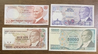 TURKEY 20,1000,5000,50000 1970 AU-UNC