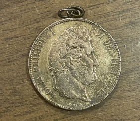ΓΑΛΛΙΑ 5 Φράγκα 1838 επιχρυσωμένο με κρίκο