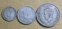 INDIA -1/4  , 1/2 and 1 Rupee  1940 