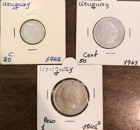 URUGUAY 3 Silver Coins