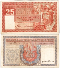 NETHERLAND 25 Gulden 1949 VF+