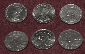 CANADA 3 x 5 Cents 1922-UNC, 1927-AU, 1931-XF
