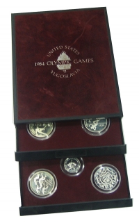 Case of 13 Silver coin of Olympic Games  1984