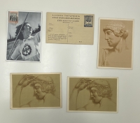 3  Κάρτες Αρχαίας τέχνης + 1 ΕΟΝ ταχυδρομημένη + 1 επιστολικό δελτάριο ΕΟΝ