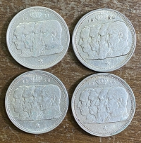 βελγιο 4 Χ 100 Φράγκα (1948,50,51,54)  AU