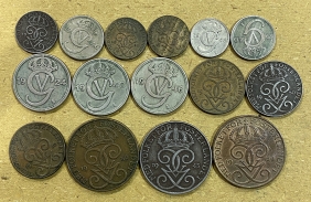 ΔΑΝΙΑ 18 Διαφορετικά κέρματα από το 1924 έως το 1950 όλα σε καλή κατάσταση
