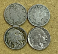 USA 4 X 5 Cents (1901, 1912, 1913, 1917) VF