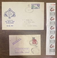 ΡΟΔΕΣΙΑ 2 Παλιοί φάκελοι με αναμνηστικές σφραγίδες (1934/63) + γραμματόσημα **