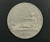 SPAIN 5 Pesetas 1870 VF