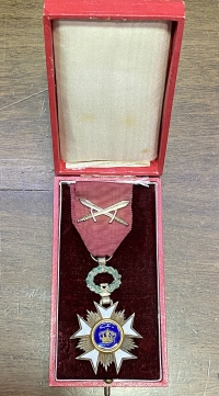 BELGIUM Knight . Order of the Crown With swords on ribbon Boxed