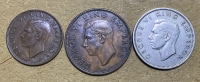 ΝΕΑ ΖΗΛΑΝΔΙΑ 3 Διαφορετικά νομίσματα (half Peny 1945, Peny 1940 and Florin 1947) VF/XF