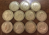 GR. BRITAIN Collection Of 11 Different Florin 1920-1936 F-VF