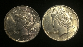 USA 2 X Dollar 1922 and 1923 AU/UNC