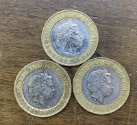 GR. BRITAIN 3 Different Coins of 2 Pound