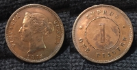 CYPRUS 1 Piastre 1879 AU Polished 