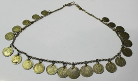 Antique jewlery with 22 gold-plated coins