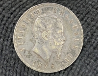 ΙΤΑΛΙΑ 5 Λίρες 1875 XF+ Αρχική πατίνα 
