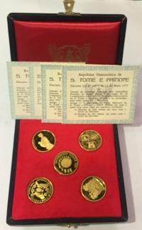 SAINT THOMAS Set Of 5 Gold Coins Proof 1977 RARE