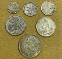 GUATEMALA 6 Different Silver Coins