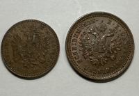 AUSTRIA 2 X 1 Kreuzer 1851 and 1858 AU