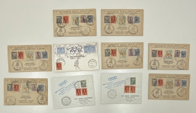 10 Κάρτες με αναμνηστικές σφραγίδες λαμπαδηδρομίας 1936