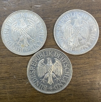 GERMANY3 Different Coins Of 1 Mark AU/UNC