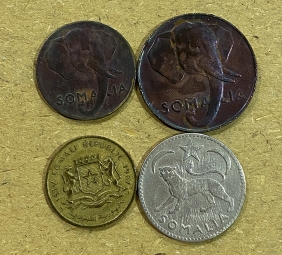 ΣΟΜΑΛΙΑ 5,10 Centisimi , 1 Somalo 1950 and 10 Cents 1967 VF / XF