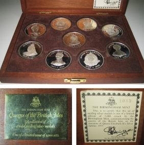 Κασετίνα έκδοση Birmingham mint με 9 Ασημένια μετάλλια με τις βασίλισσες