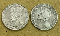 PANAMA 2 X 1/2 Balboa 1947 and 1953 VF-AU
