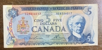 CANADA 5 Dolars 1972 AU