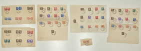 5 σειρές γραμματοσήμων ISOLE JONIE χαριστικά σφραγισμένες σε χαρτιά